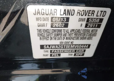 2014 Jaguar Xj Xjl Supercharged from USA, damaged, VIN SAJWA2GT0EMV60444